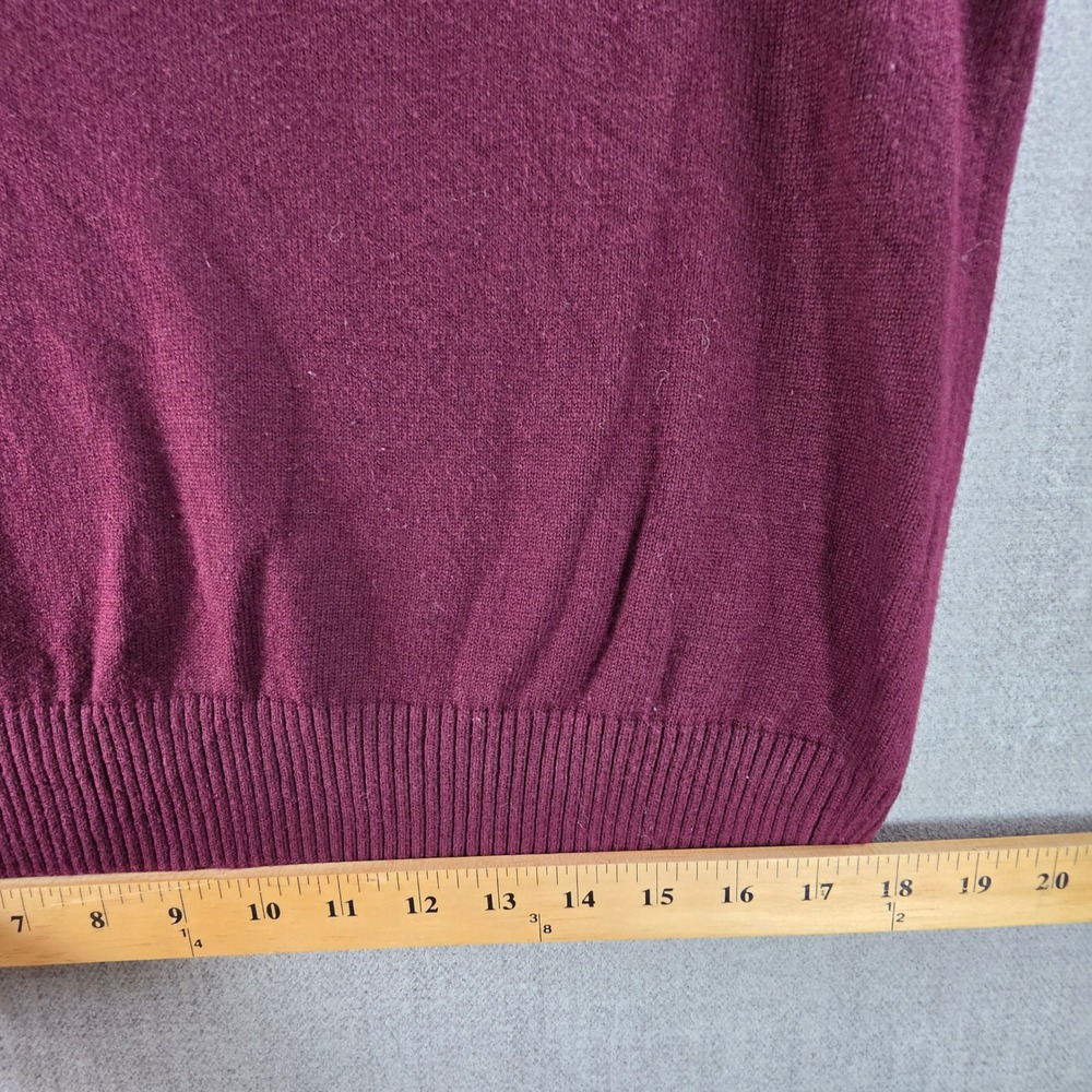 G.H. Bass & Co. Sweater Mens Medium Burgundy Crewneck Cotton Blend Faux Suede V - Picture 6 of 16